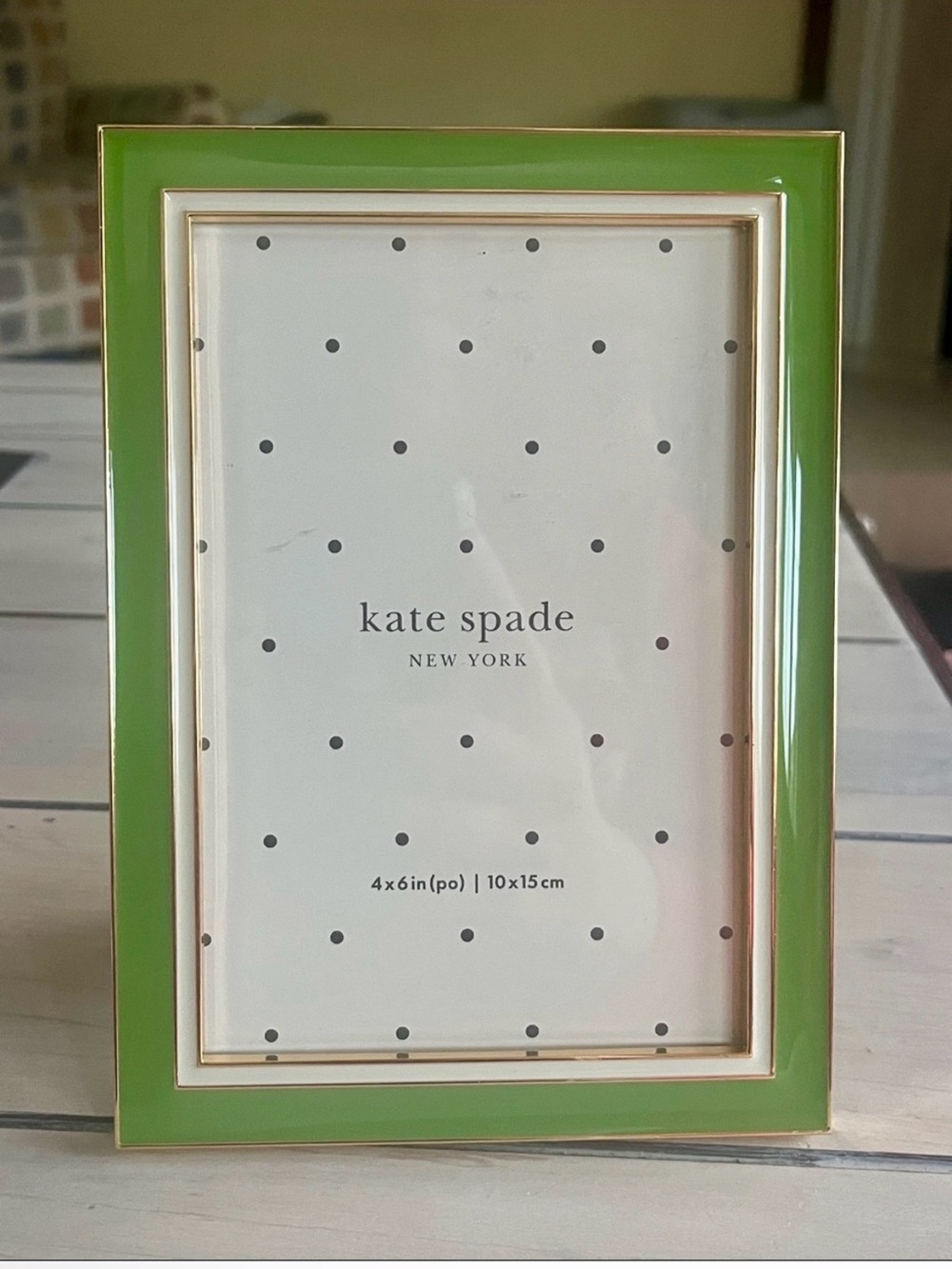 kate spade x lenox green enamel photo frame with gold trim 4x6